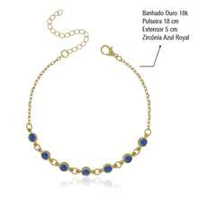 Women's Set: Bracelet, Chain, Pendant, And Heart Earrings, 18k Gold Plated Costume Jewelry - 寶藍色 - 查看 6