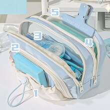 Large Capacity Pencil Case Simple Design Durable Polyester Fabric Easy To Clean - Sky Blue - View 10