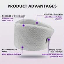 RPPR 1 件装 - 可调节颈托，柔软泡沫包裹，舒适颈部支撑，适用于夜间、日常生活、旅行、驾驶，紫色/米色/蓝色/灰色可选，适合颈围：20-40 厘米/7.8-15.7 英寸 - 彩色 - 查看 6