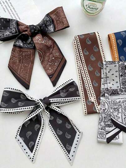 3pcs Paisley Print Silk Scarf Set - Multifunctional Headband, Neck Scarf, Hair Tie, Suitable For Women In Autumn, Leopard Print Absorbing Headband, Autumn/Winter Headwrap, Holiday Hairstyle