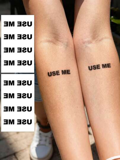 2pcs Minimalist Black Y2K Word & Symbol Temporary Finger Tattoos, DIY For Anime, Carnival, Music Festival, Valentine's Day, Party Gifts, Suitable For Finger, Ear, Shoulder, Neck, Collarbone, Waterproof & Realistic