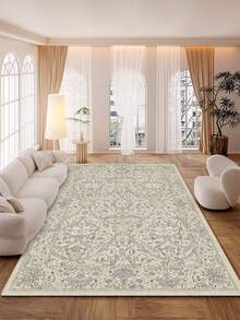 1pc Vintage Moroccan-Style Floral & Striped Soft Faux Wool Area Rug/Carpet/Mat, Suitable For Bathroom, Kitchen, Entryway, Hallway, Bedside, Living Room, Bedroom, Machine Washable, Home Decor - Multicolor - View 2