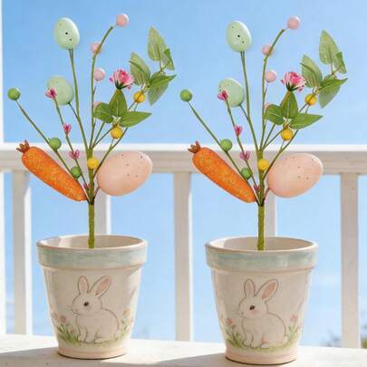 Colorful Egg Flower Branch Easter Theme Party Eggs Branches Ornaments Kids Gift Atmosphere Supplies Home Office DIY Decorations