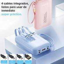 Batería Portátil para Celular 2026 - Nueva Versión: Gran Capacidad de 20000mAh, Pila Portátil Mini con 4 Cables Incluidos. Compacta y Ultraportátil para Todos los Celulares, Tabletas y Dispositivos - 2 Luces LED para Apagones y Outdoor - Permitida en Aviones - Serie Jiditech A20/A20Pro. - A20-Negro - Ver 4
