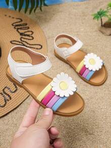 Children's Summer Floral Hook And Loop Sandals, Casual Beach Shoes - Multicolor - View 2