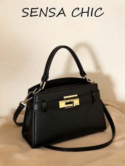 Ce sac à main  de couleur unie comporte une fermeture à pression, une poignée supérieure et une bandoulière réglable. Il est à la mode et élégant, convenant aux femmes, aux étudiantes, pour le trajet domicile-travail, les sorties, les rendez-vous, les courses, les déplacements quotidiens et diverses occasions. Il peut être utilisé comme cadeau de Noël ou pour les voyages de Noël.