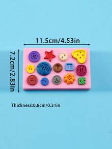 1/2 khuôn kẹo mềm hình cúc áo, khuôn silicon mini, bao gồm khuôn kẹo mềm hình sao biển, hình hoa, hình trái tim và hình tròn. - Xem 2