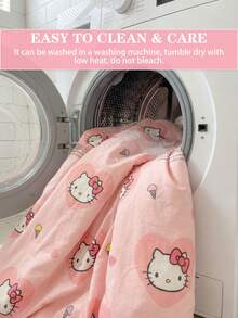 SANRIO 三丽鸥三件套被套组 - 1 个被套 + 2 个枕套(不含填充物),可爱卡通图案,全尺寸,柔软舒适,适合宿舍、家庭卧室、酒店,四季皆宜,带拉链封口和枕套,多色可选,超大床品套装 - wink kt - 查看 9