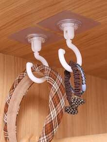 1/4/6pcs No-Trace Rotating No-Nail Ceiling Hooks, No-Drilling Damage-Free Roof/Wall Mounted Heavy-Duty Hanging Door Hooks - Multicolor - View 2