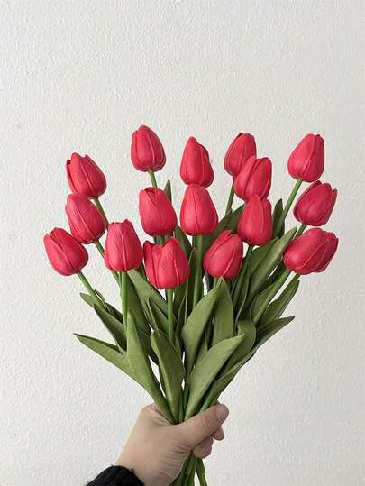 3支仿真郁金香花摆件，家居装饰，逼真假花，适用于客厅和卧室