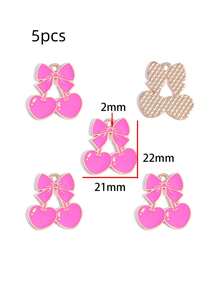 5件情人节粉色心形饰品配件，DIY手链、钥匙扣、项链吊坠，合金滴油吊坠 - 滴油情人節 - 查看 24