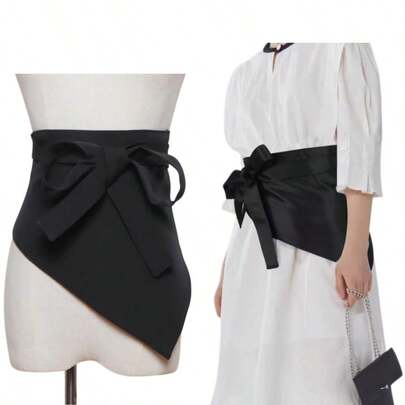 1pc Elegant Fashionable Versatile Turndown Collar Tie-Up Waist Belt, Suitable For Dresses, Shirts, Coats