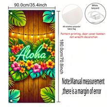 Hawaiian ALOHA Door Curtain Banner, 71x35 Inches In Size, Neon ALOHA Hibiscus And Palm Leaf Pattern Front Door Decoration, Tropical Pattern Porch Decoration, Suitable For Outdoor Family Parties And Festival Decoration. - 71in*35in - Xem 9