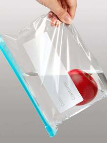 45个可重复密封食品保鲜袋（包含10个大号袋+15个中号袋+20个小号袋），加厚冷冻袋，适用于微波炉加热，蓝色，用于长期保鲜和整理食物，透明PE拉链袋，适用于厨房食物分类收纳、零食储存 - 無色 - 查看 7