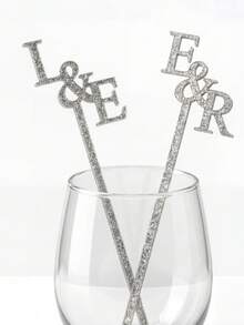 10/30/50pcs Customized Name Stir Sticks, Personalized Acrylic Drink Stirrers, Single Letter Cocktail Stirrers For Wedding & Party ,Forever Love - Nhiều màu - Xem 19