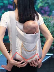 1PC Baby Carrier Wrap, Summer Breathable Baby Carrier, Baby Carriers Newborn To Toddler,Cozy Baby Holder Carrier Lightweight,Adjustable Baby Carriers Support For Infant Girl And Boy,Front Back All Positions,Shower Gift - 網款 - 查看 3