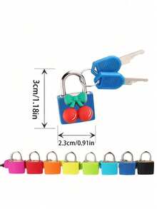 Cherry Pattern Compact Luggage Lock With Key, Sturdy Plastic Shell And Brass Core, Durable Metal Padlock For Suitcase, Backpack, Briefcase, Ideal For Valentine's Day, Wedding, Souvenir, Bridesmaid Gift - Multicolor - View 9
