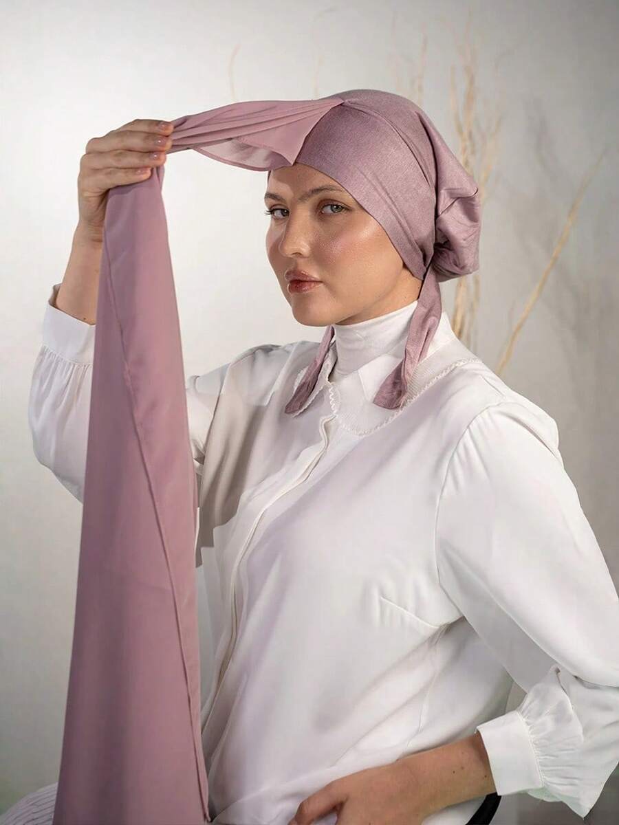 1pc 3-In-1 Instant Chiffon Hijab With Built-In Magnet And Inner Cap/All-In-One Instant Hijab - No Pins Needed, Non-Slip Fit, Quick Wear