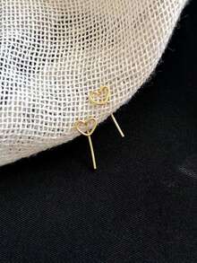 1 par de pendientes con forma de corazón minimalistas y personalizados, versátiles para uso diario y festivo para mujeres - Amar - Ver 5