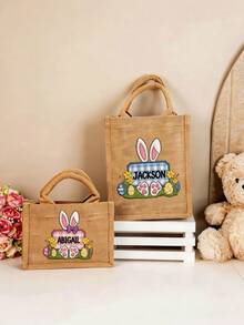 Túi quà Phục Sinh thêu giả tùy chỉnh, túi quà Phục Sinh in chuyển nhiệt, túi hình thỏ Phục Sinh (có thể in tên tùy chỉnh), túi đựng trứng Phục Sinh hình thỏ, túi đựng trứng Phục Sinh, giỏ quà Phục Sinh, túi quà tặng Phục Sinh - Phong cách 20 - Xem 6