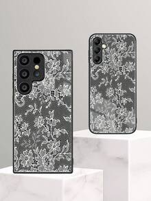 1 pieza Elegante y romántico caso de teléfono con cojín de aire transparente y antideslizante con patrón de encaje, adecuado para iPhone 11/12/13/14/15/16 Pro Max - Multicolor - Ver 3