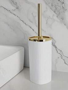 1 Set Electroplated Long Handle Toilet Brush, Cleans Toilet Bowl Thoroughly, Bathroom Cleaning Tool, Combines Aesthetics And Functionality, Easy Toilet Cleaning - White A - View 3