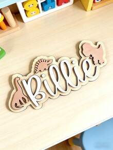 1pc Personalized Dinosaur Name Plate - Wooden Baby Room Decor - Boy's Dinosaur Sign - Dinosaur Bedroom Decoration - A Gift For Dinosaur Enthusiasts - Màu xanh hải quân - Xem 9