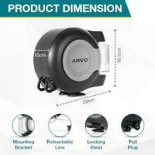 Wall Mounted Double Retractable Washing Line - 30m Clothes Line - Value Range Extendable Laundry Drying Line - 2 X 15m Cables For Indoor And Outdoor Use   Dvv - Grey Black - View 2