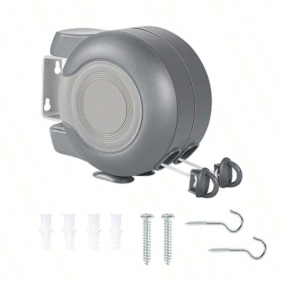 Retractable Washing Line 30m Outdoor Heavy Duty Wall Mounted Double Washing Lines Extendable Clothes Line Laundry Drying Line For Drying Space Grey   Dvv - Grey - View 1