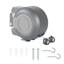 Retractable Washing Line 30m Outdoor Heavy Duty Wall Mounted Double Washing Lines Extendable Clothes Line Laundry Drying Line For Drying Space Grey   Dvv - Grey - View 8