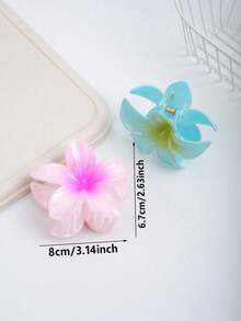 6个波西米亚风甜美8厘米果冻色雏菊发夹，简约清新花卉发饰，适合日常休闲和海滩度假，时尚发夹，女士发饰，优雅发爪 - 雞蛋花 - 查看 3