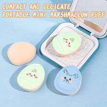 4pcs Mini Cotton Candy Makeup Sponge Puff Set With Case, Dry & Wet Use, Soft Sponge, Perfect For Makeup Base, Non-Greasy, Ultra Soft & Thick Powder Puff Set, Reusable Soft Makeup Sponge, Dry & Wet Makeup Tool, Holiday Gift - Multicolor - View 2
