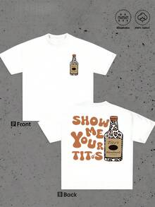 1pcs Men's Graphic TShirt Tito's Vodka Bottle Double Sided Print T Shirt Leopard Print Theme 100% Cotton Retro Tee Cool Casual Short Sleeve T Shirt Perfect Gift Summer Show Me Your Tito's Slogan Statement Tee - 白色 - 查看 1