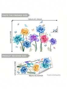 2pcs/Set Bedroom & Living Room Decorative Self-Adhesive Flower & Butterfly Wall Stickers, Spring - 1PC - View 2