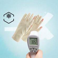 1只装轻薄透气露指手套，男女通用夏季防紫外线驾驶骑行户外触屏手套，冰爽轻便 - 彩色 - 查看 4