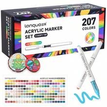 Languo 9/96/192/207/240/288色直涂式丙烯马克笔套装，彩色马克笔，速干不褪色，适用于绘画、插画、工艺品制作、涂色书及其他DIY项目，可在纸张、布料、木材、石头、塑料、玻璃、陶瓷、南瓜、金属等多种材质上进行创作，是复活节、感恩节、万圣节、圣诞节的绝佳礼物。 - 彩色 - 查看 15