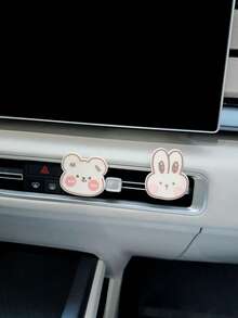 Cute Cartoon Bear & Rabbit Car Air Vent Clip, Creative Holiday Small Gift - A - View 2
