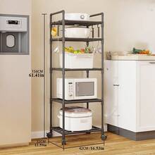 1pc Movable Utility Cart With Wheels, Multi-Tier Storage Rack For Home Use, Versatile Floor Standing Organizer For Bathroom, Kitchen, Bedroom, Living Room - Multicolor - View 18