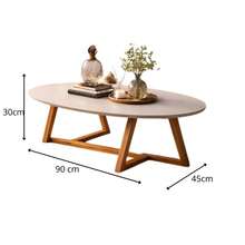 Classic Oval Coffee Table For Modern Living Room With Solid Wood Legs - 白色 - 查看 4