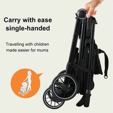 Lightweight Baby Stroller, Foldable Stroller, Widened Sunshade With Zipper, One-Touch Collection, Adjustable Backrest, Breathable Mesh, Easy To Carry, Suitable For Travel - Black - View 6