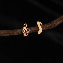1 Pasang Anting Tusuk Kecil Berbentuk Not Musik, Anting Tusuk Stainless Steel untuk Pria, Perhiasan Berbentuk Hati Musik, Anting Simbol Musik, Aksesoris Pelajar - GED773 - View 6