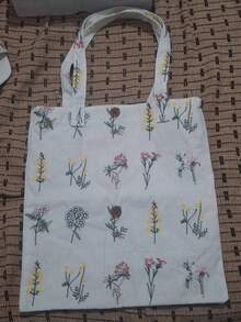 Embroidered Retro Floral Tote Bag, Minimalist And Practical Multipurpose - White - View 2