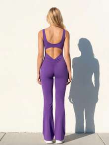 NcmRyu 1件装女士时尚露背提拉塑形连体裤 - 紫色 - 查看 3