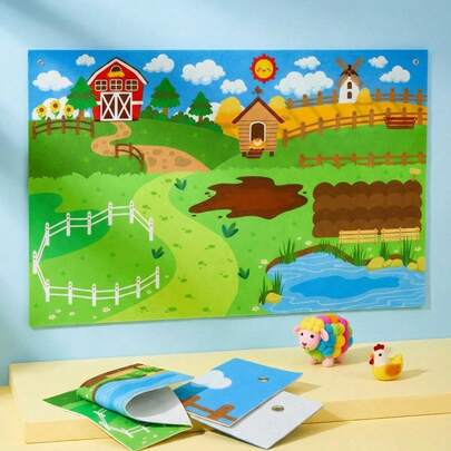 Bộ 41 món đồ chơi bảng hoạt động kể chuyện bằng vải nỉ hình động vật trang trại, bộ đồ chơi bảng hoạt động chủ đề trang trại cho trẻ mầm non, bộ trò chơi tương tác giáo dục sớm về kể chuyện, có thể treo tường, phù hợp cho trẻ nhỏ.