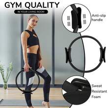 Pilates Ring Set – 14-Inch Anti-Deformation Magic Ring With Soft Handle, Mini Ball, 5 Resistance Bands, User Guide, Home Pilates Equipment - Black - View 5