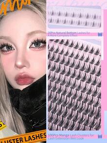 Wispy Cluster Lashes Natural Lashes Individual Cluster 8-18mm 184 Pcs Lash Clusters CD Curl Eyelash Clusters Individual Eyelashes Reusable Comfortable False Eyelashes Manga Lashes - D - View 4