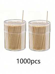 500 支大号木制圆形牙签，天然竹木牙签，透明塑料收纳盒 - 坚固耐用，适用于派对、开胃菜、橄榄、烧烤、水果、牙齿清洁（2 种款式） - 彩色 - 查看 15