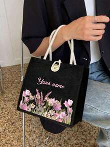 Customizable Tote Bag, Personalized Teacher's Day Gift, Thanksgiving Gift, Lightweight Large Capacity Casual Fashionable Suitable, Suitable For Wedding, Birthday, Beach, Holiday - Multicolor - View 2