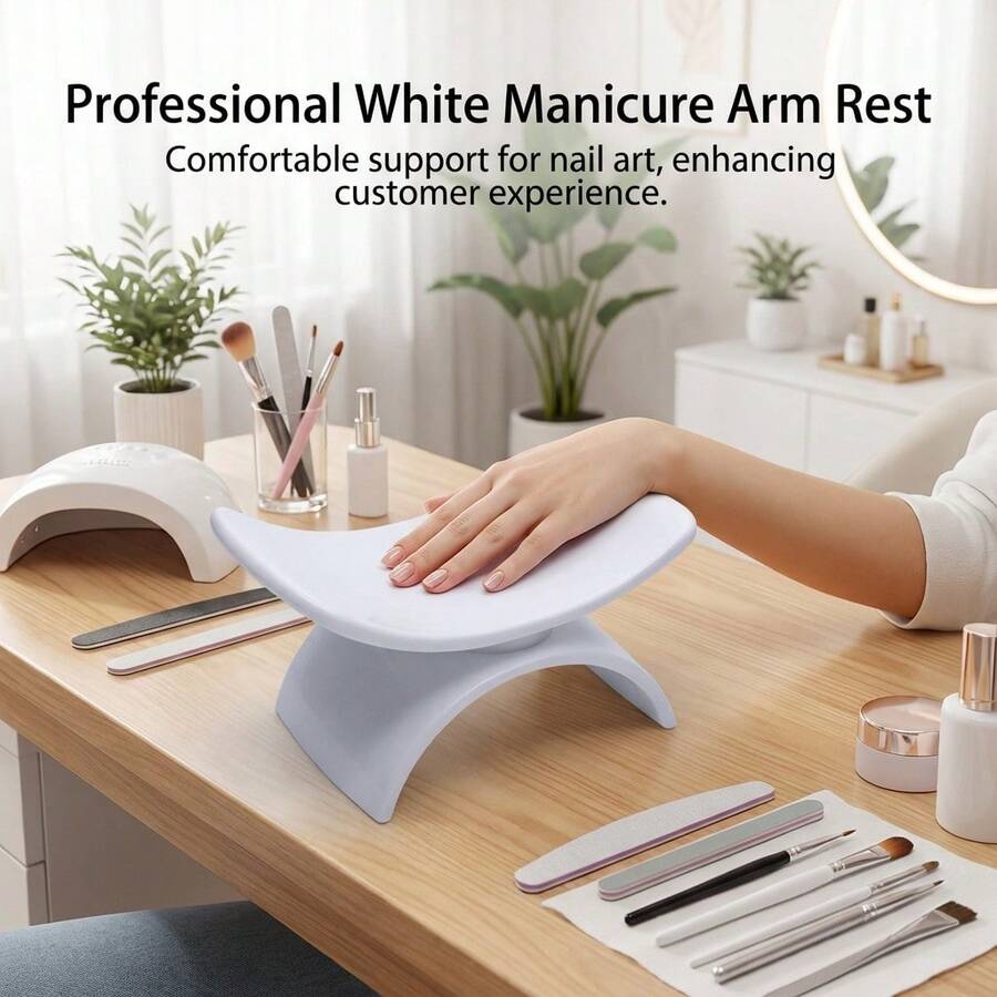 1个U型美甲手托，可拆卸设计，防滑底座，适用于美甲沙龙和家庭使用 - 彩色 - 查看 1