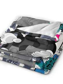 Kawss Kawaii Kaw Blanket Luxury Anime Flannel Blanket - Ultra Soft Cartoon Print, The Perfect Gift For Any Occasion, Christmas, Birthday, For Home, Camping & Travel Use - màu đen - Xem 6